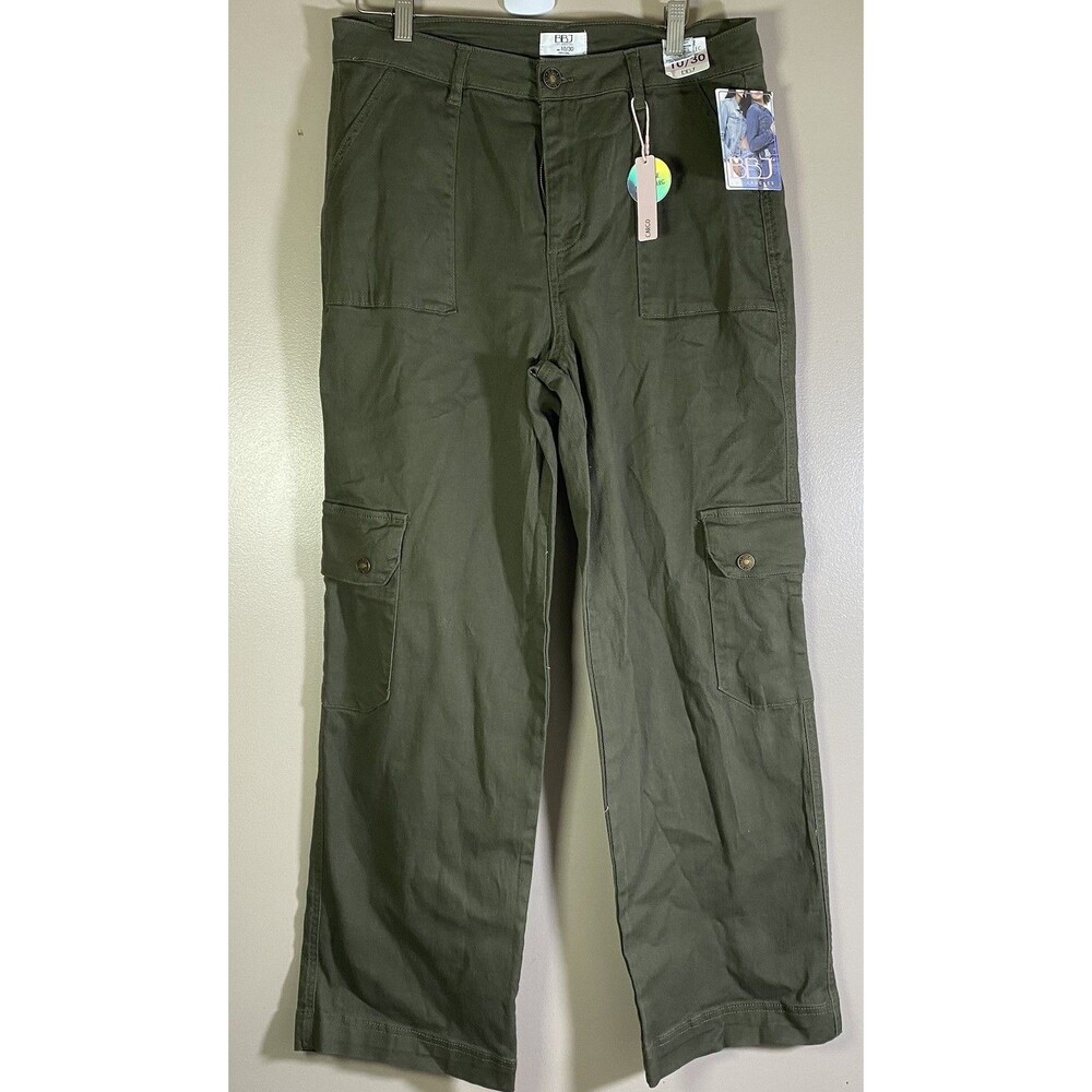 BBJ Los Angeles Cargo Pants Women Size 10  Olive Green High Rise Straight Leg